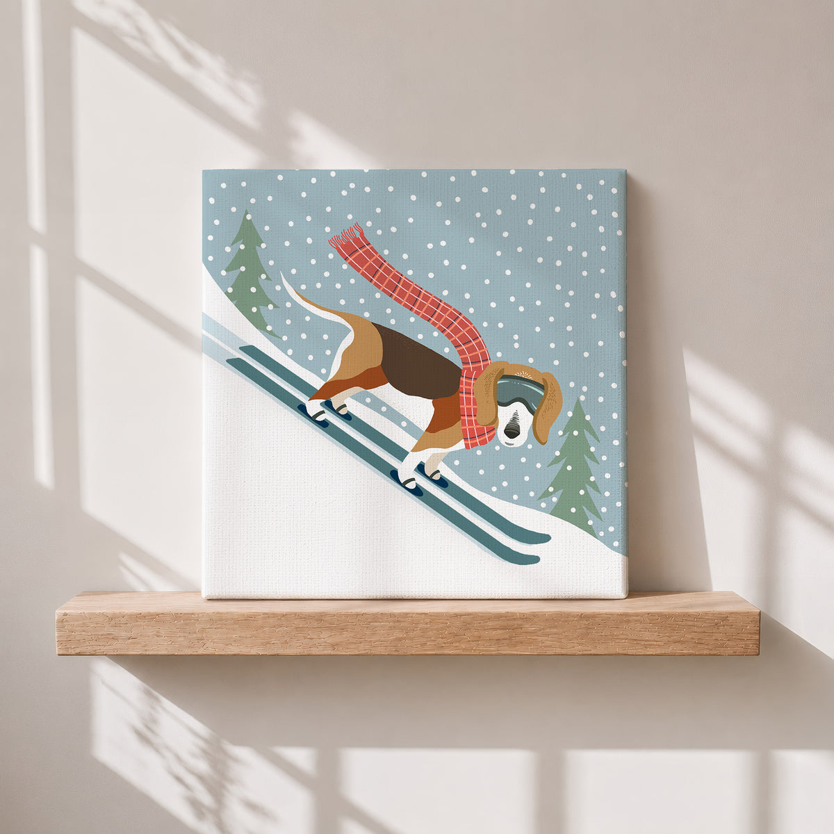 Winter Pet Portrait - Custom Design of Your Pet Skiing or Snowboarding