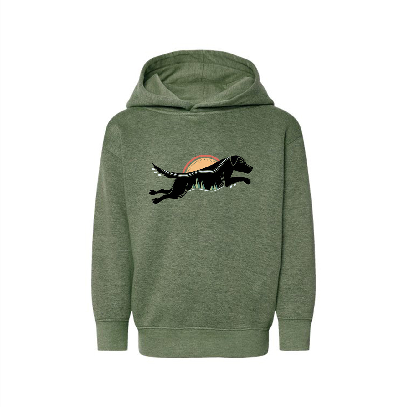 Black Lab Jumping Kids & Toddler Hoodie - Grass