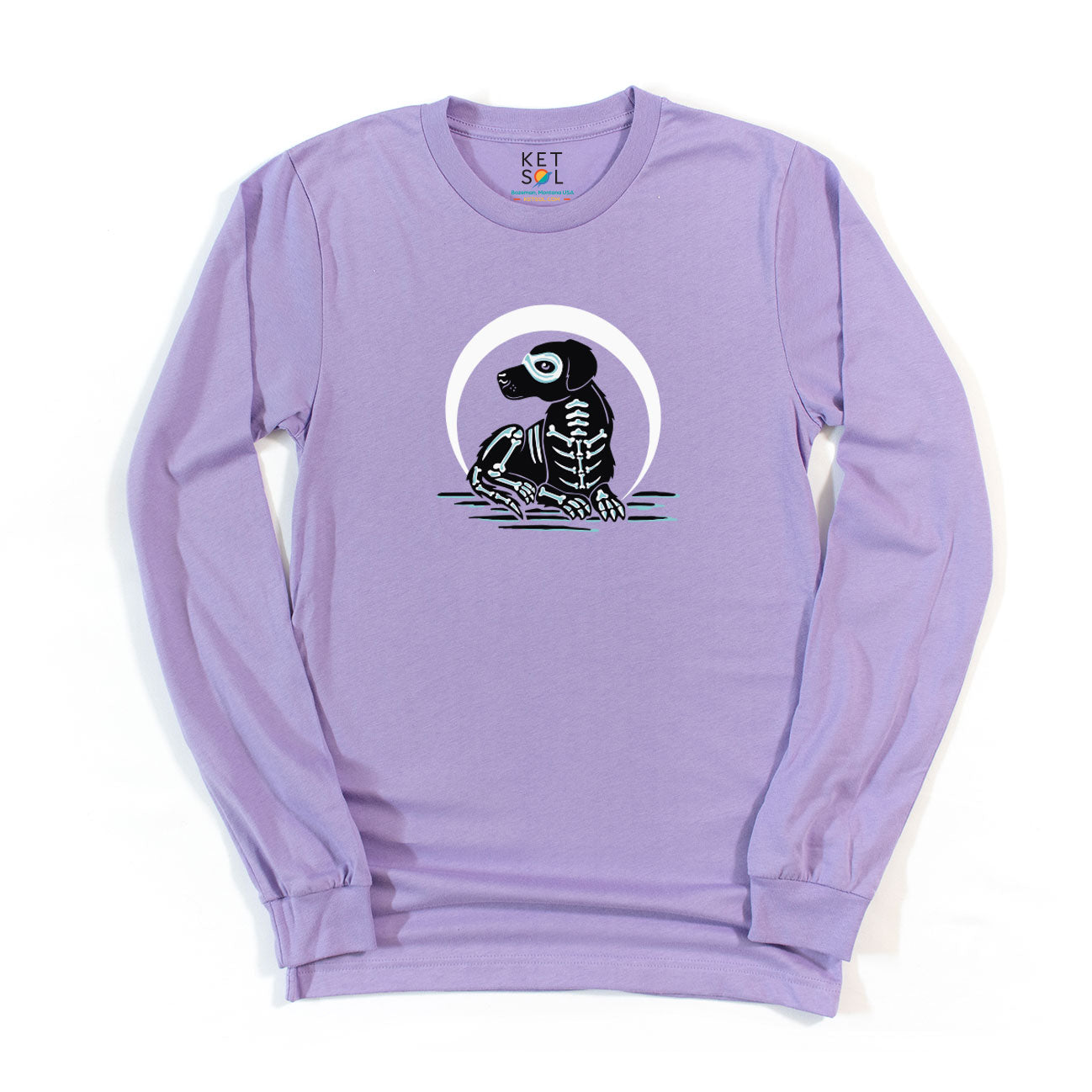 Halloween Black Lab Skeleton | Long Sleeve Graphic-Tee