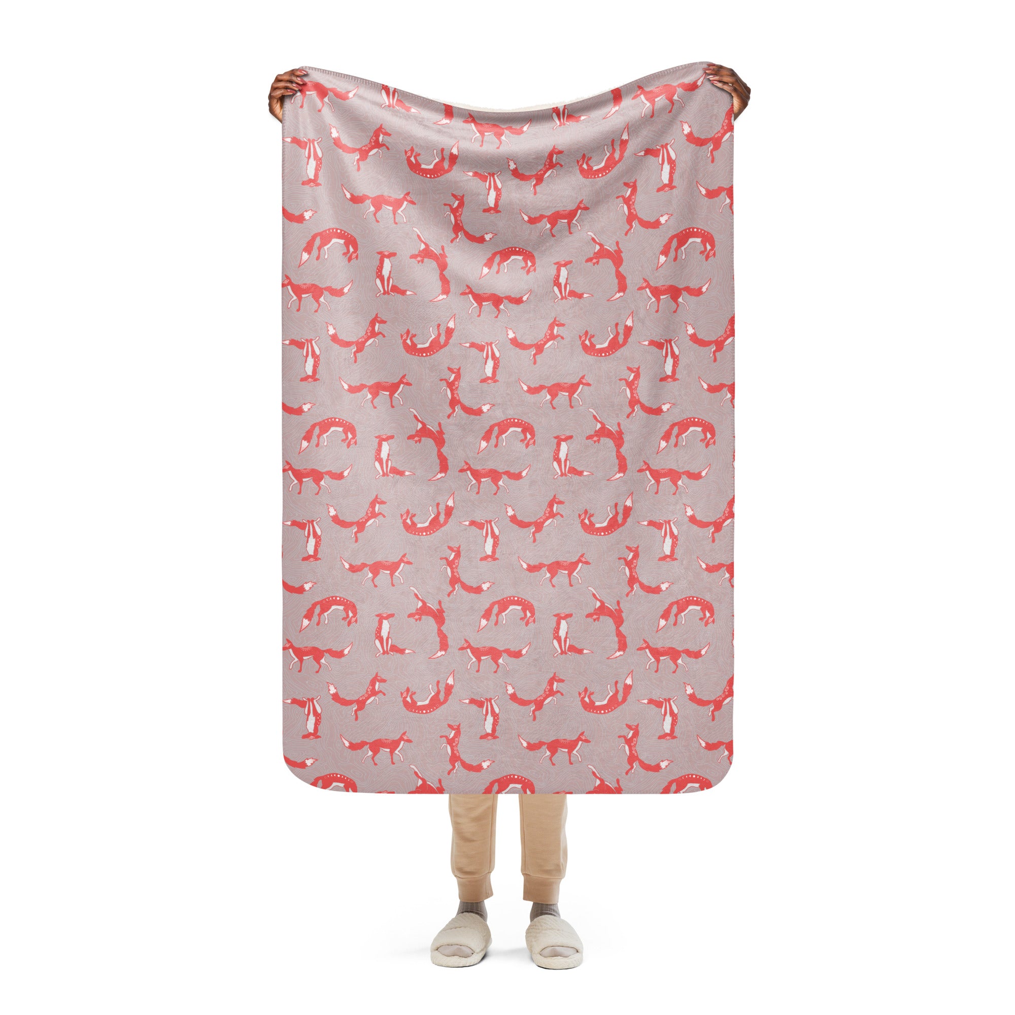 Pink Foxes Sherpa blanket