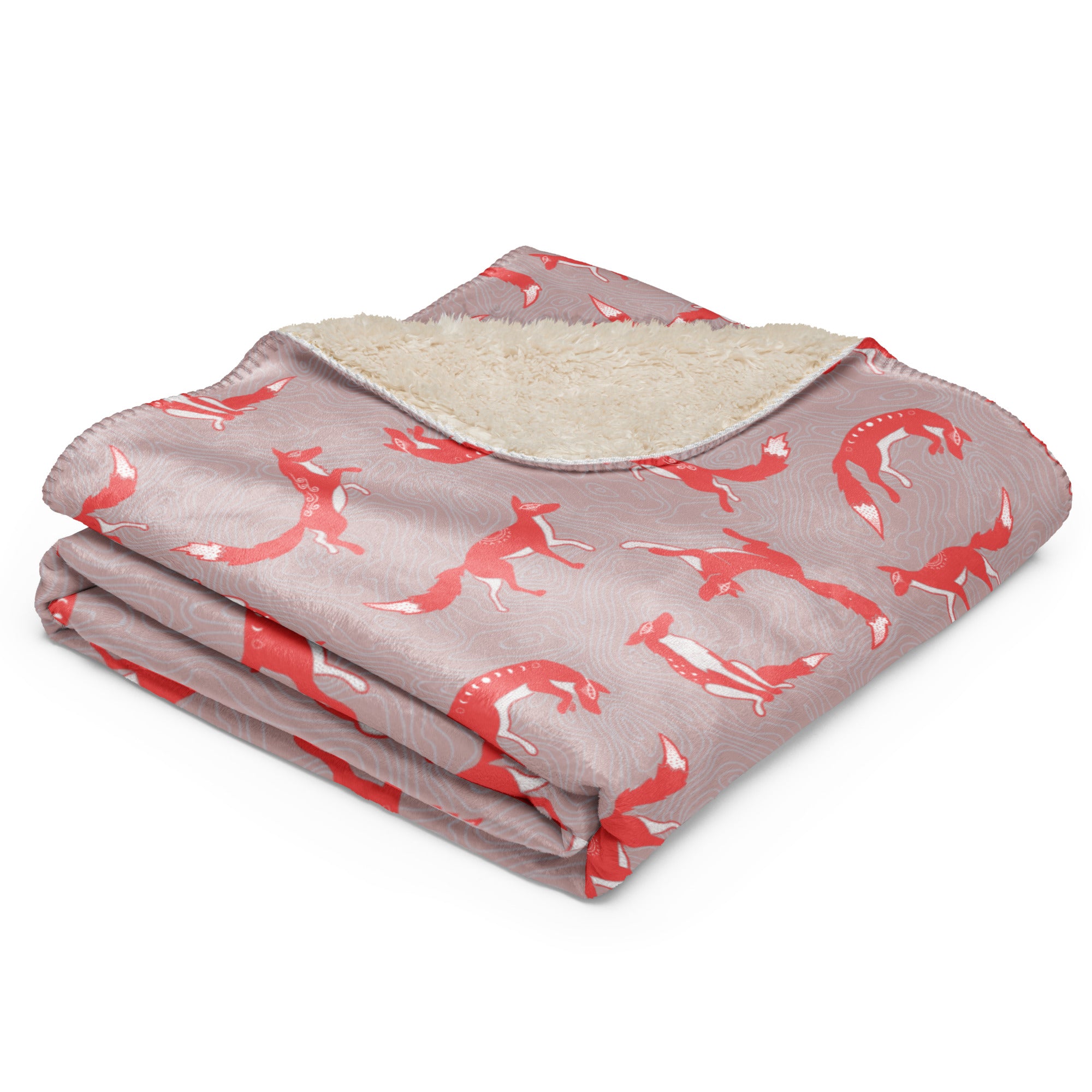 Pink Foxes Sherpa blanket