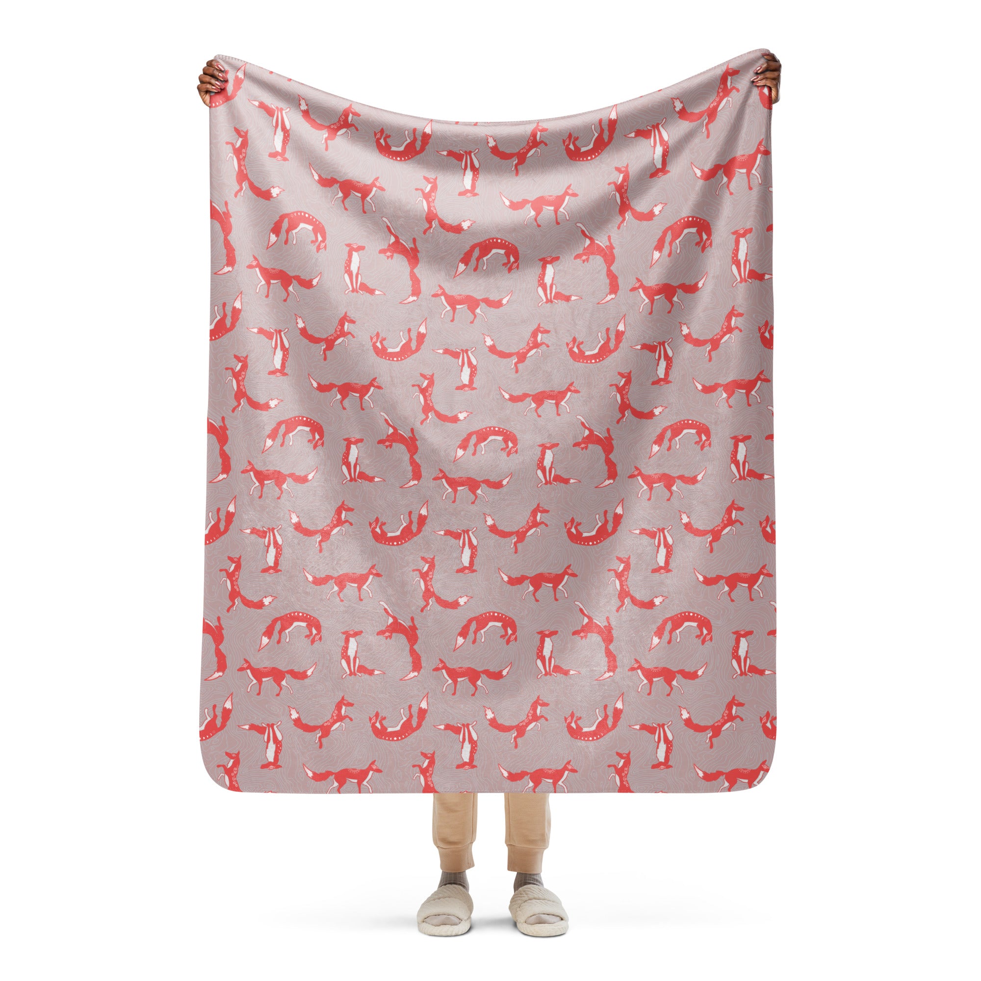 Pink Foxes Sherpa blanket
