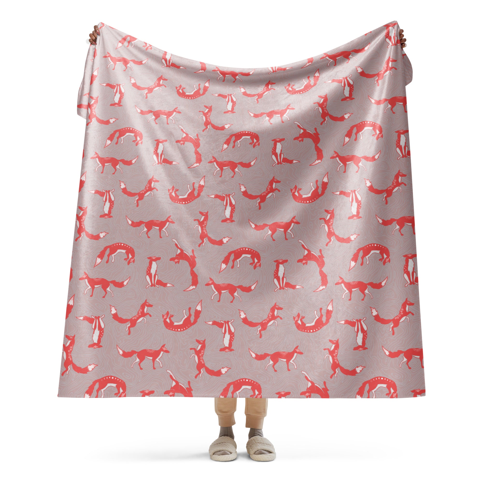 Pink Foxes Sherpa blanket