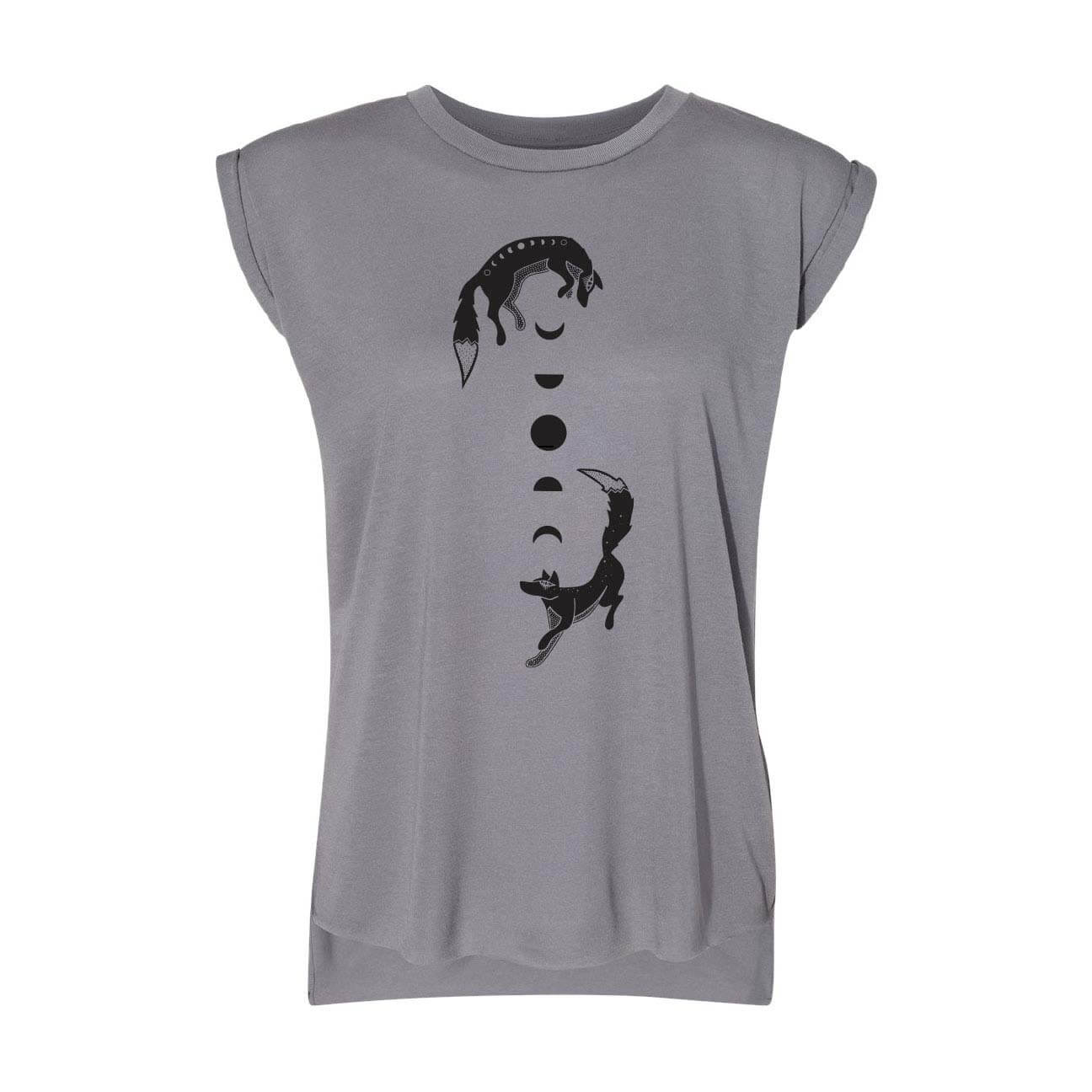 Foxes Flowy T-Shirt with Rolled Cuffs - Ketsol