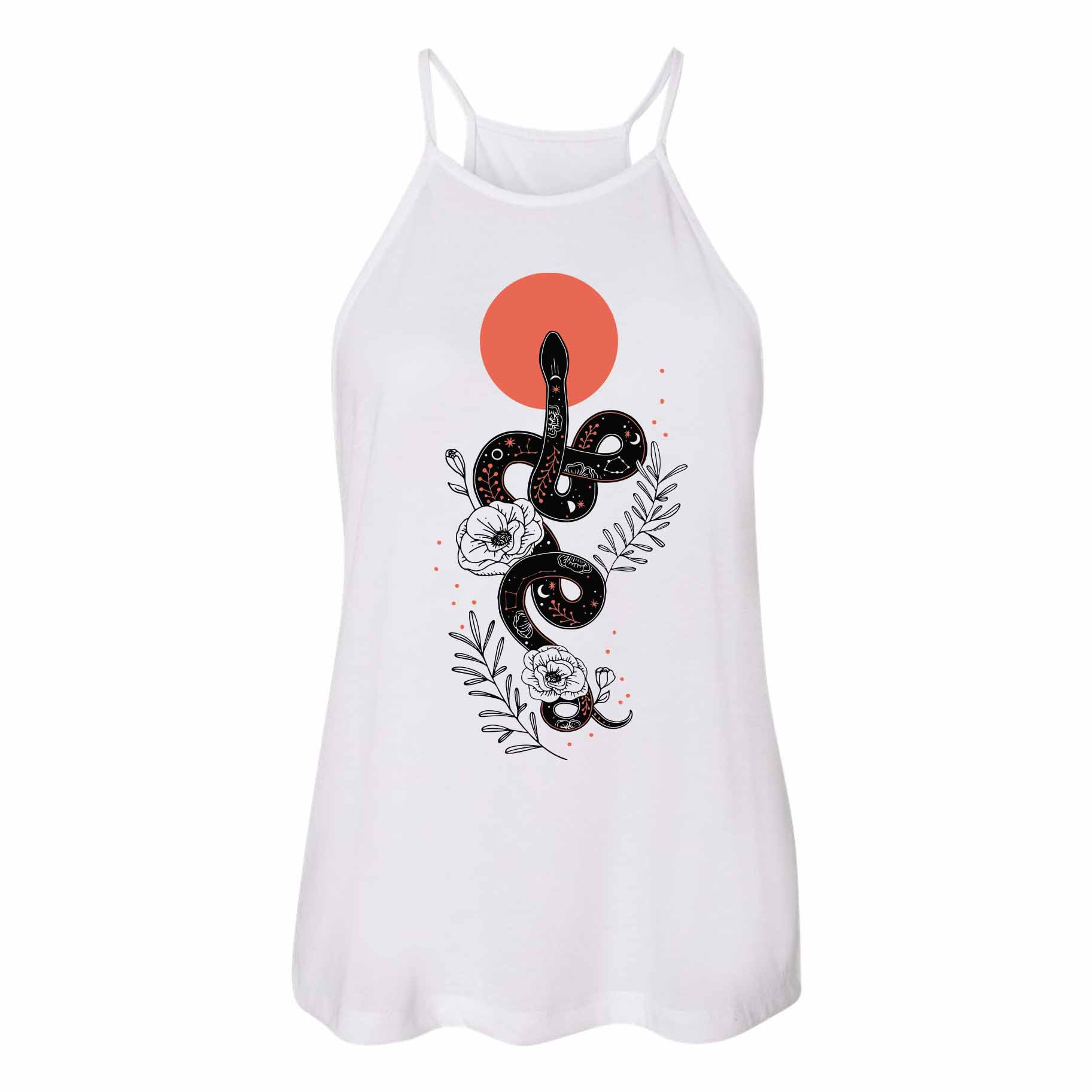 Snake High Neck Tank Top | White - Ketsol