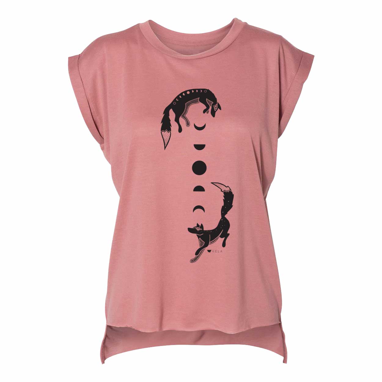 Foxes Flowy T-Shirt with Rolled Cuffs - Ketsol