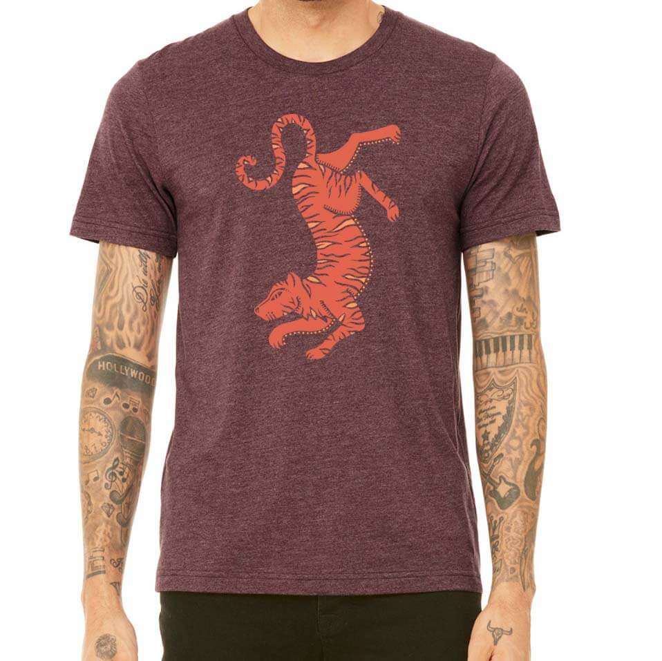 Tiger T-shirt | Purplish Maroon - Ketsol