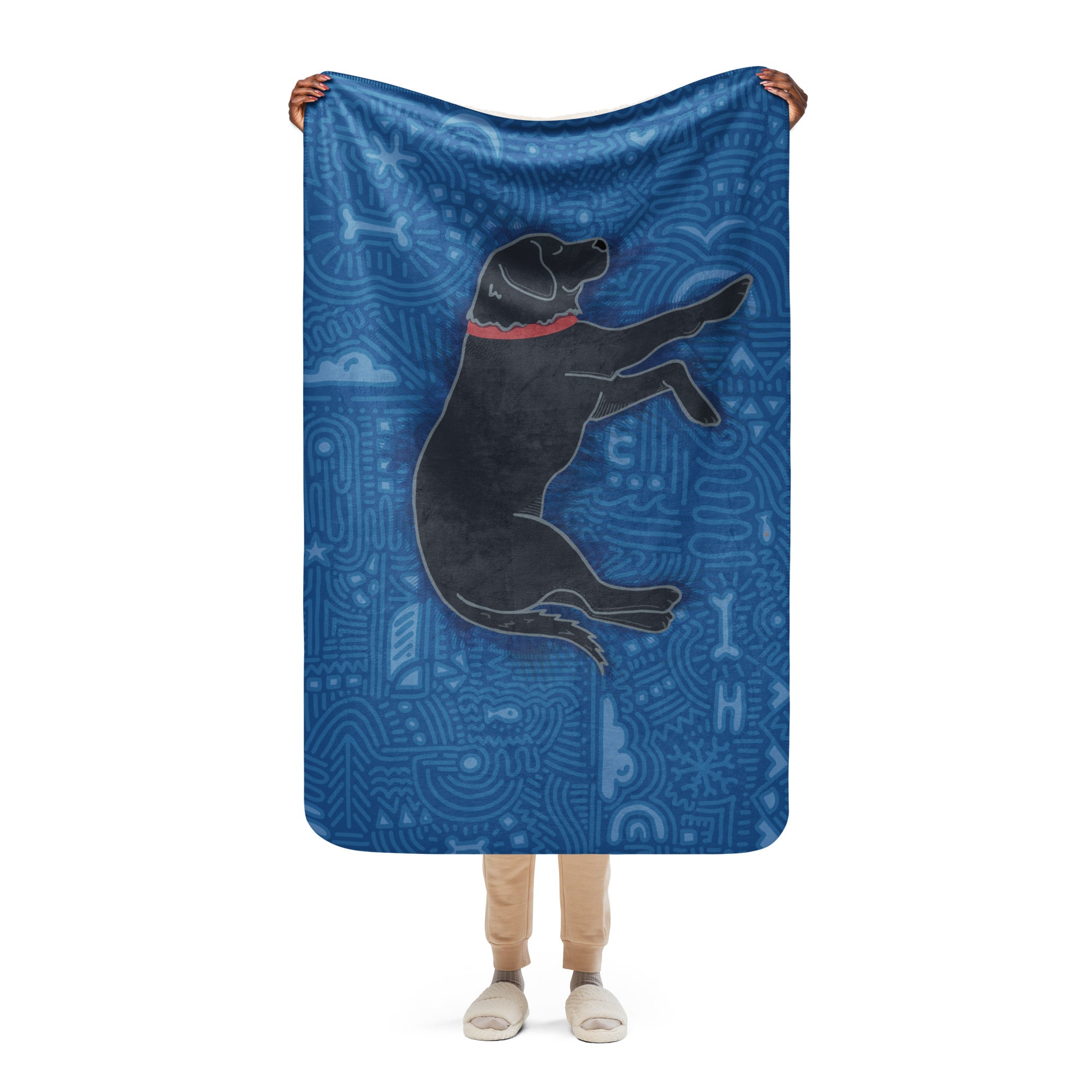 Black Lab sherpa blanket – cozy dog lover gift