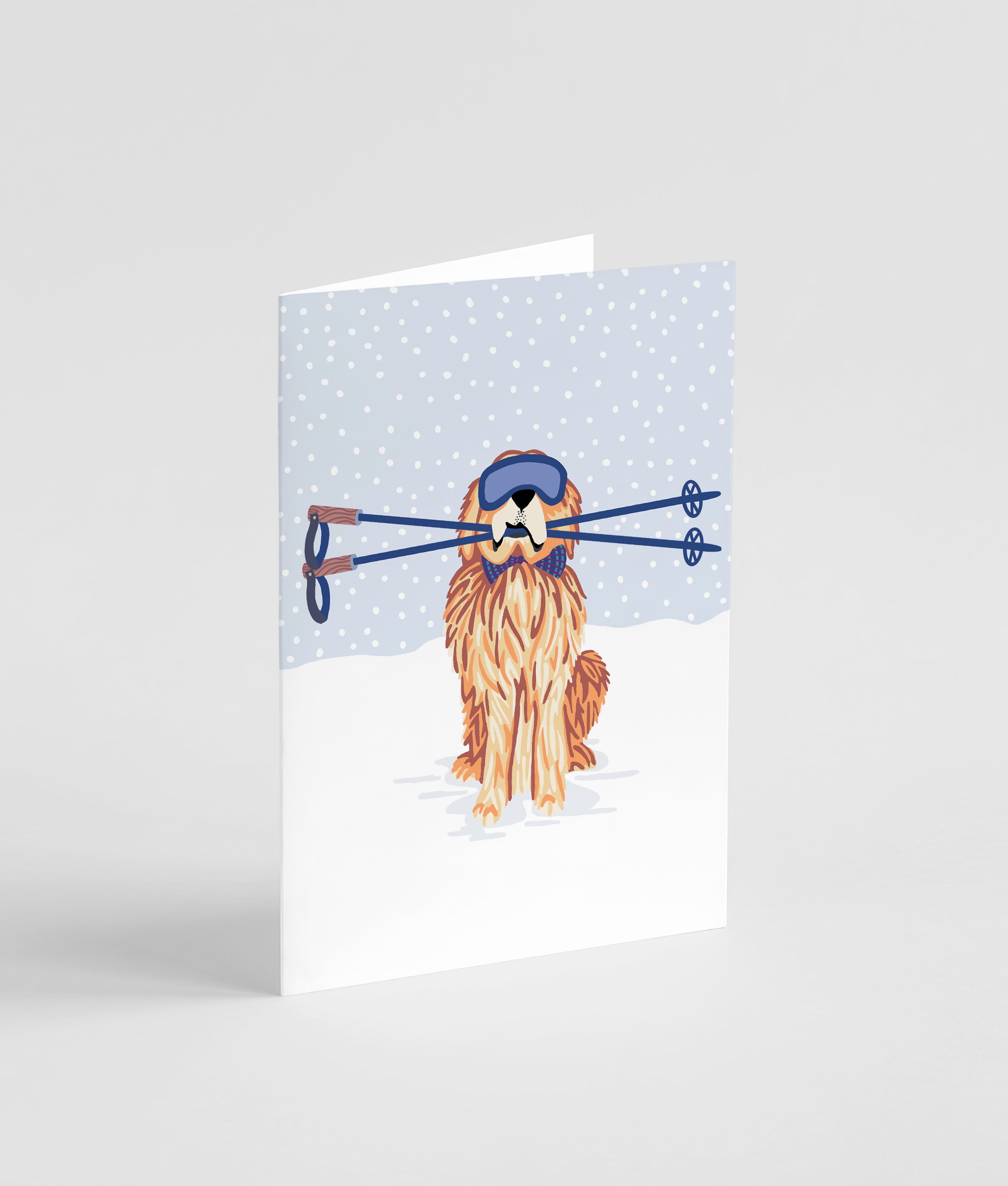Golden Retriever with Ski Poles - Card