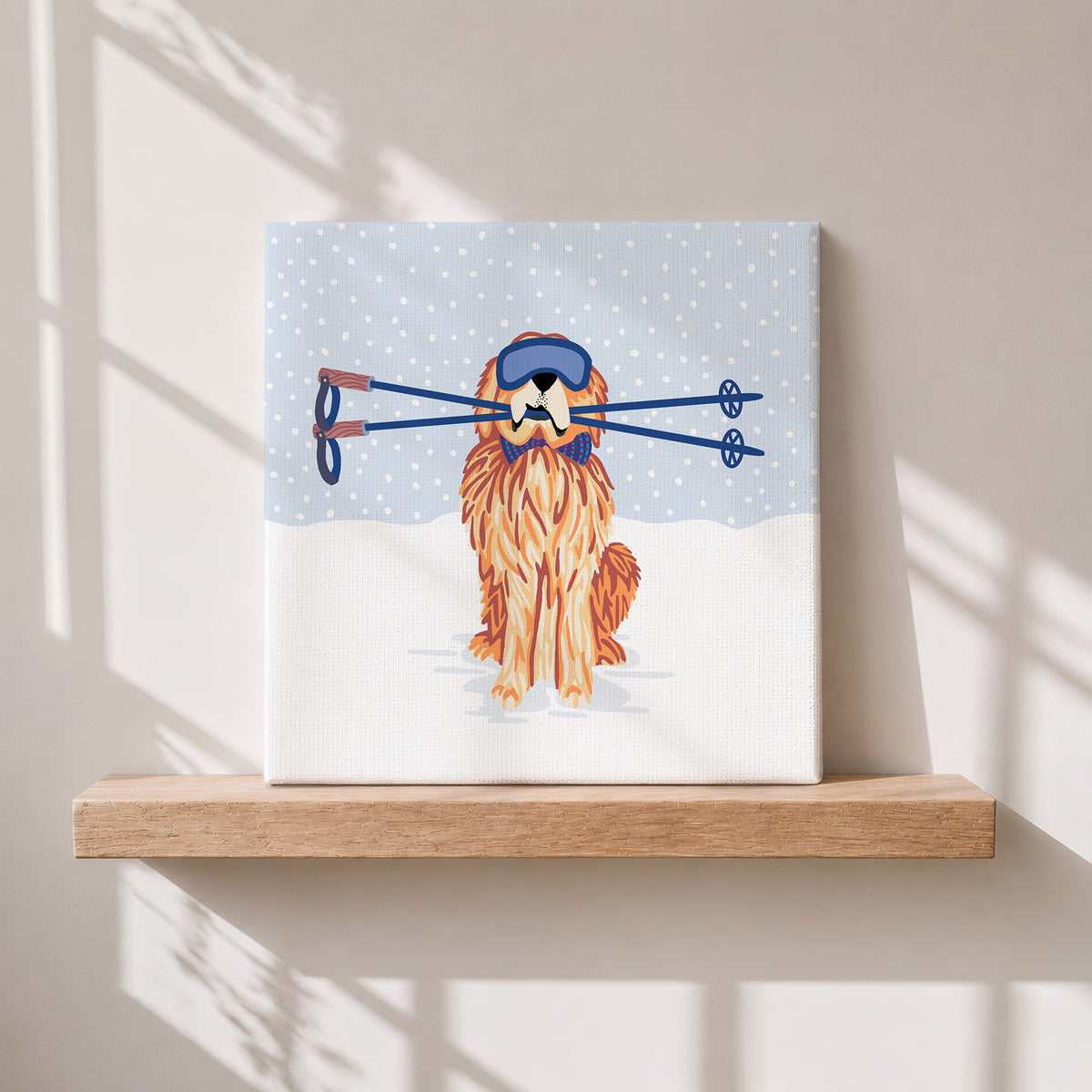 Winter Pet Portrait - Custom Design of Your Pet Skiing or Snowboarding