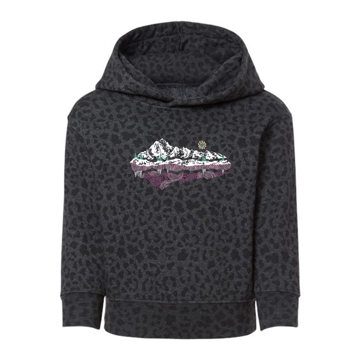 Mountain Reflection Kids & Toddler Hoodie - Black Leopard