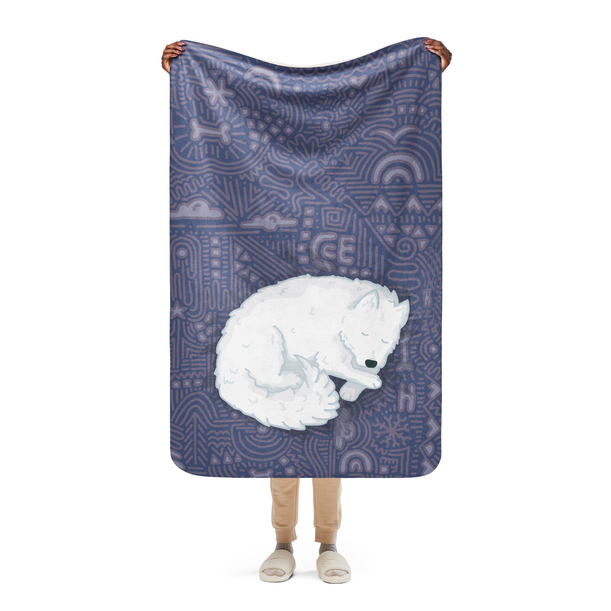 Samoyed sherpa blanket – cozy dog lover gift