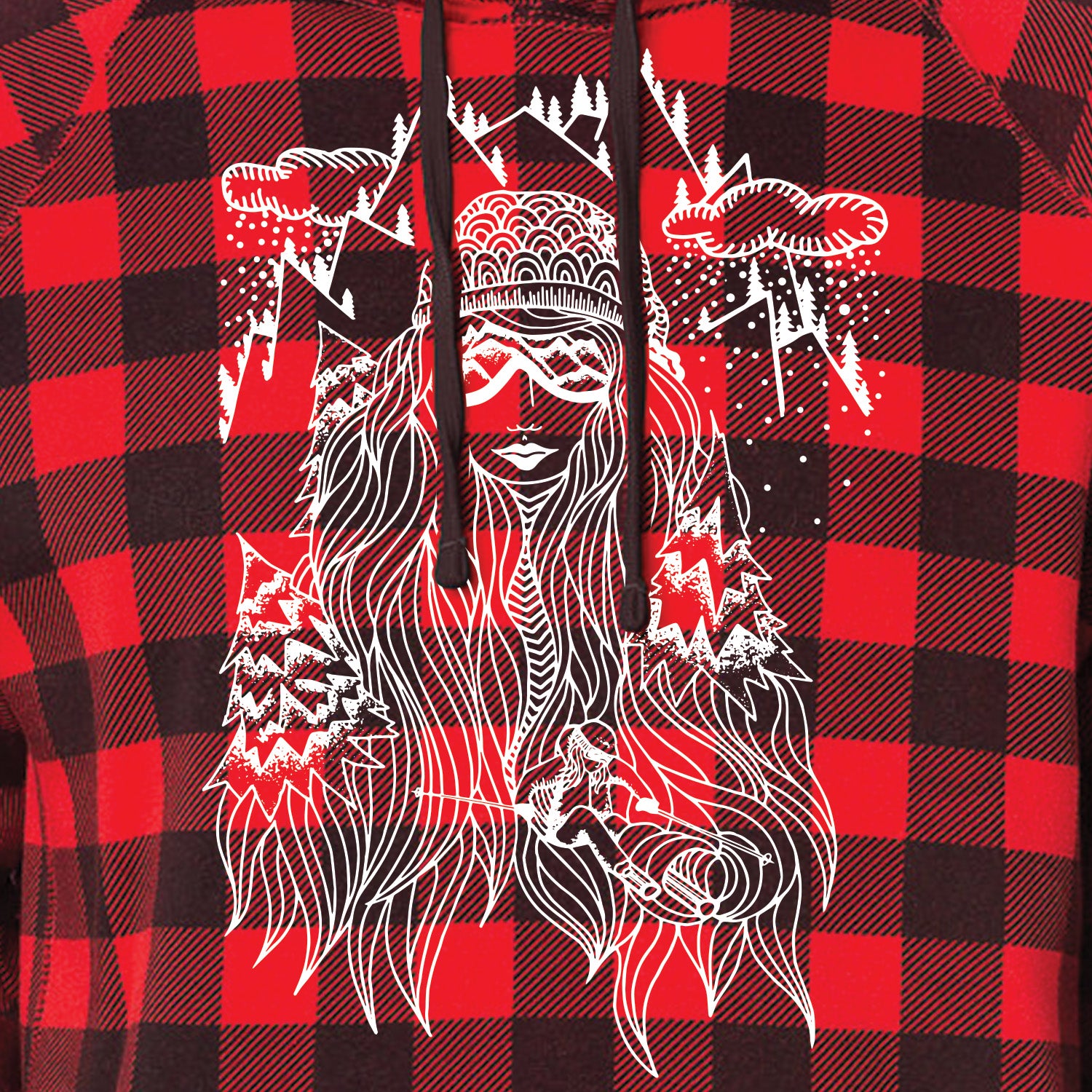 Ski Girl Fleece Hoodie | Buffalo Plaid