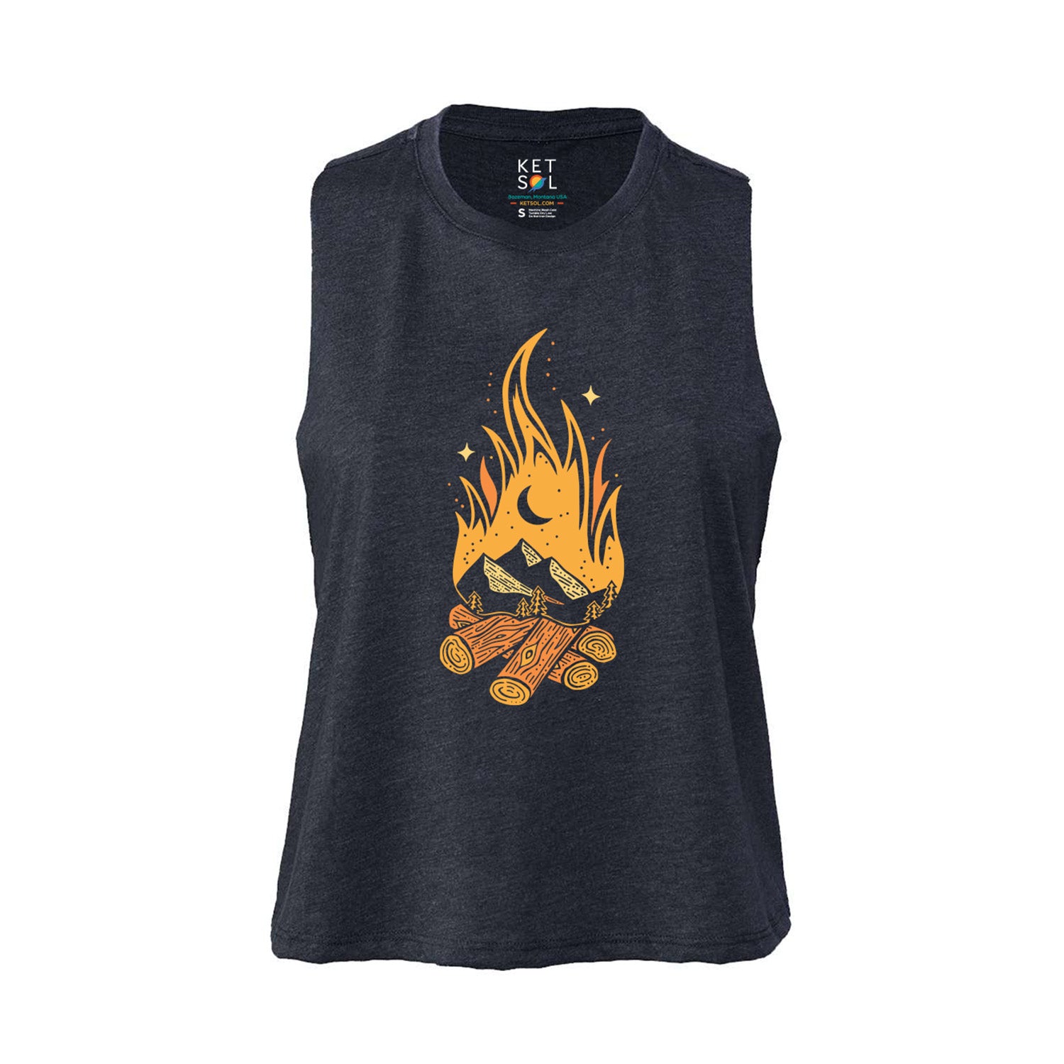 Campfire Crop Tank Top | Heather Navy