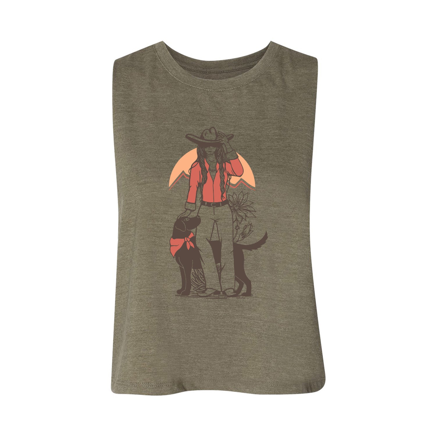 Cowgirl Crop Tank Top | Heather Olive