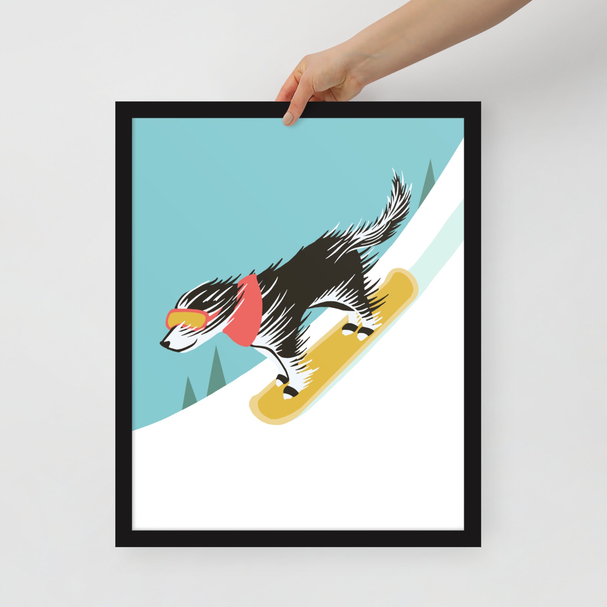 Scruffy Dog Snowboarding - Print