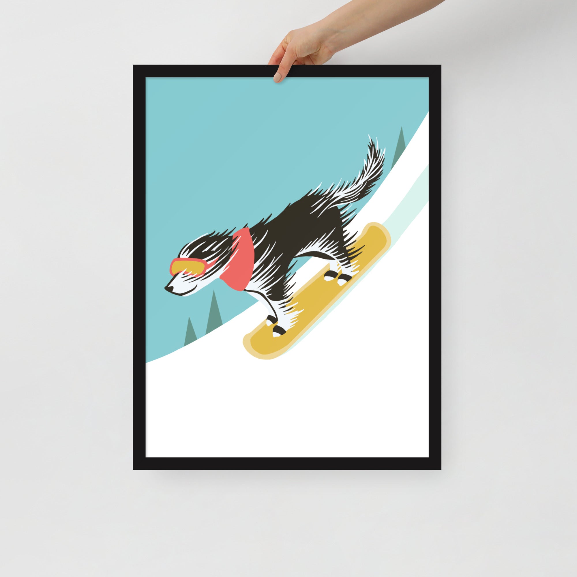 Scruffy Dog Snowboarding - Print