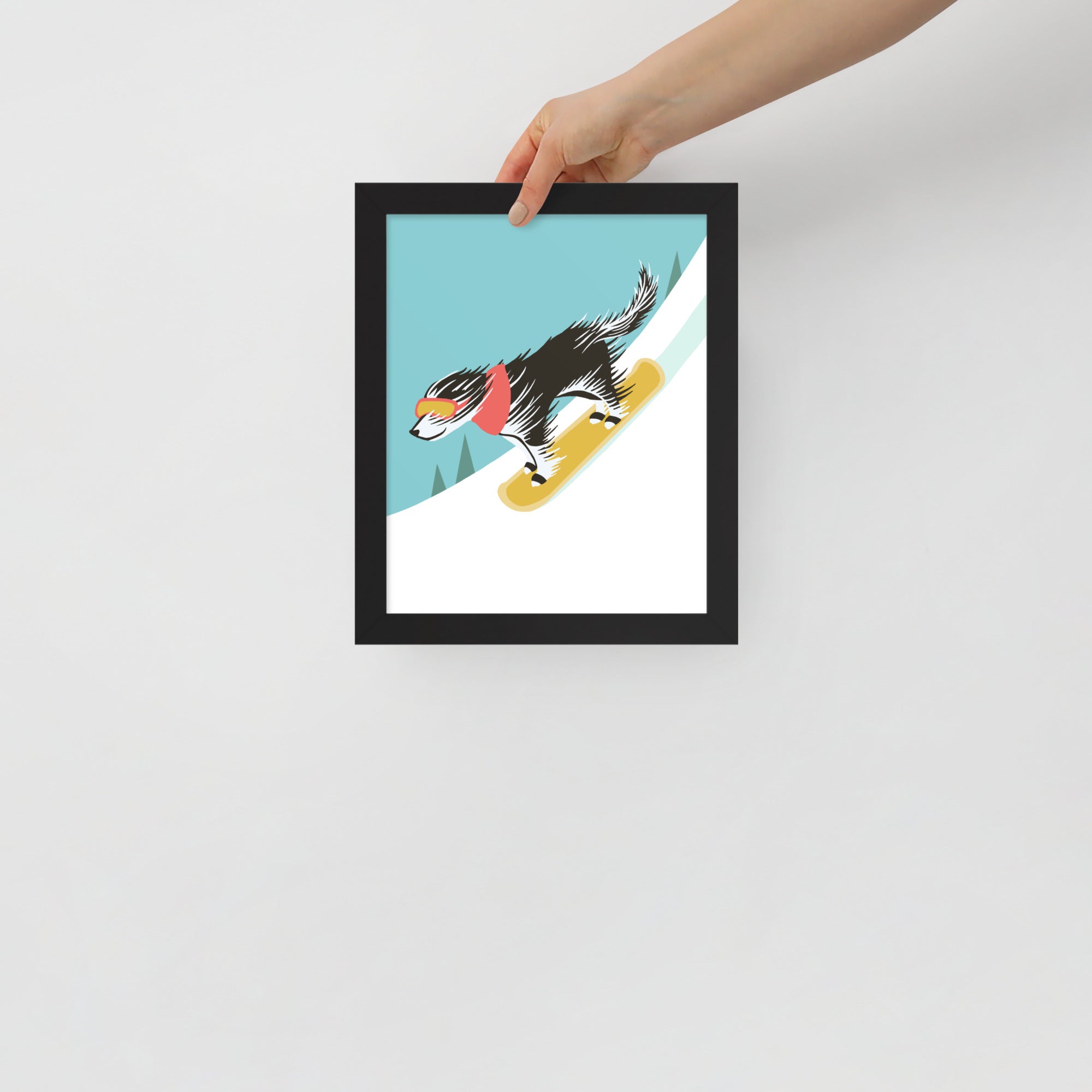 Scruffy Dog Snowboarding - Print