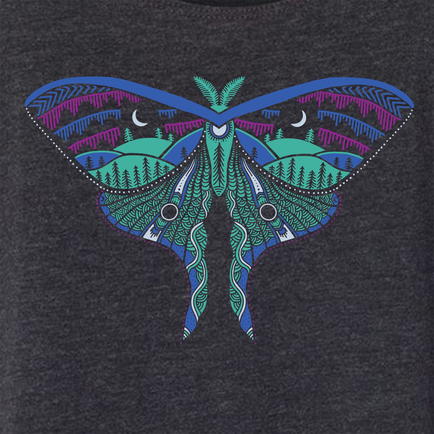 Luna Moth Relaxed Tank Top | Heather Black