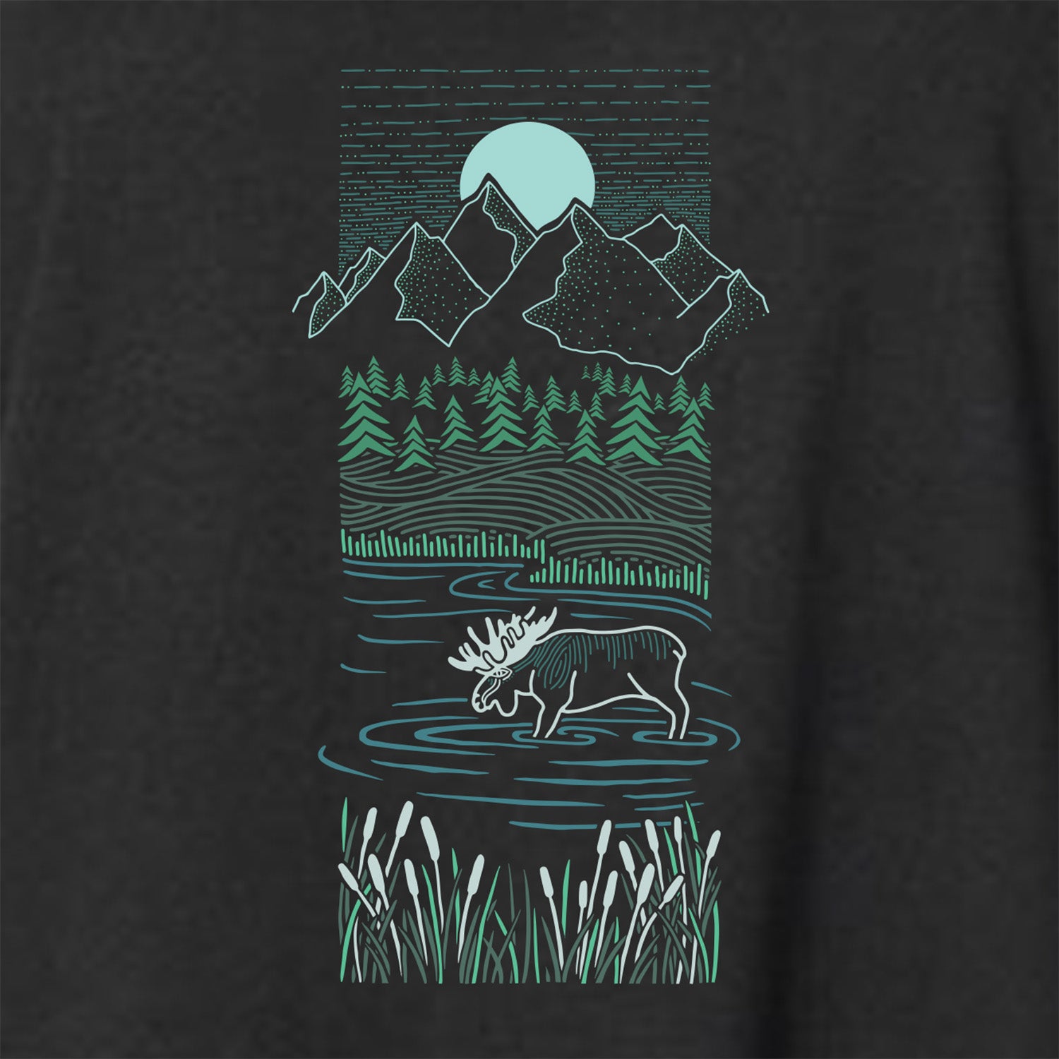 Piney Moose Cotton Tank Top | Black