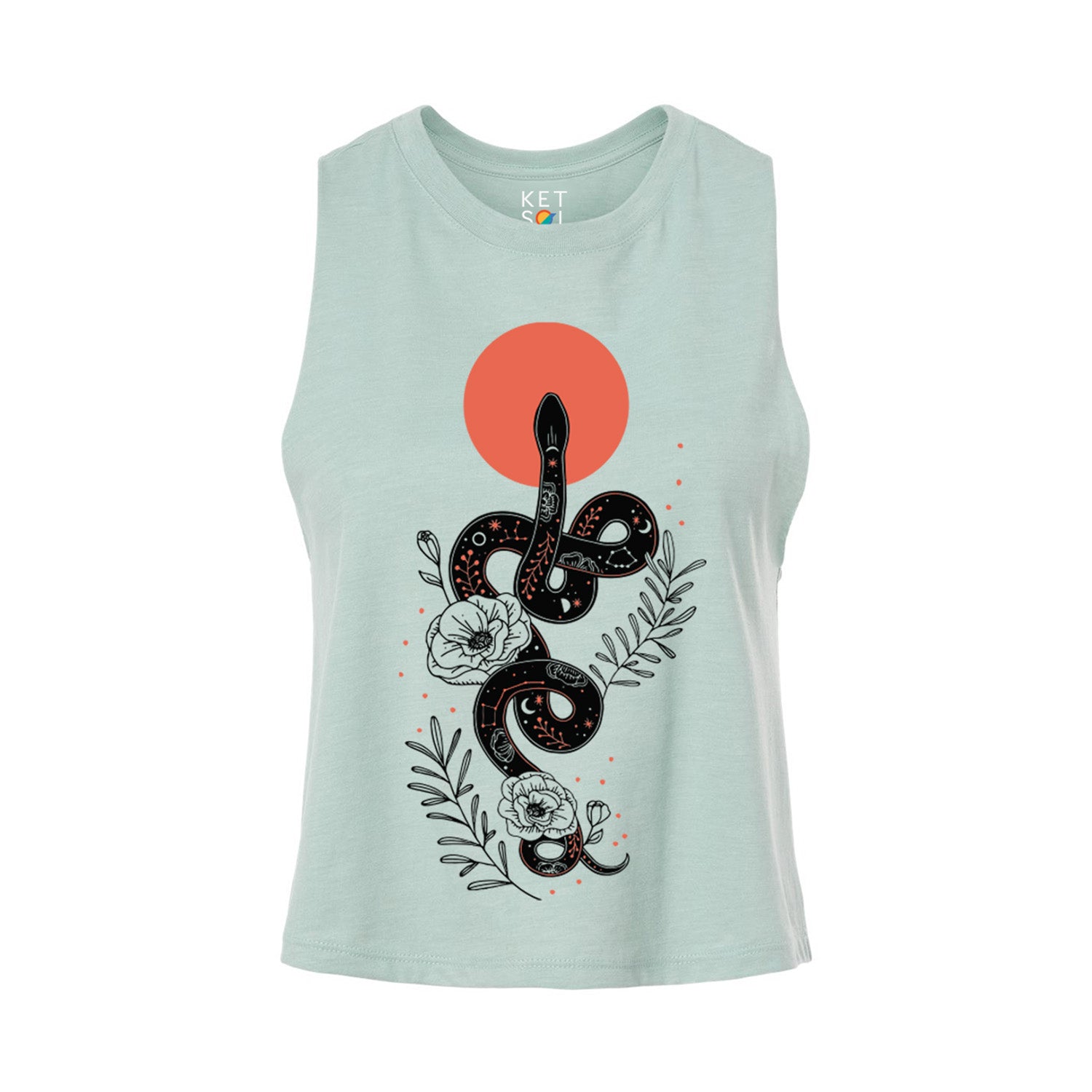 Snake Crop Tank Top | Dusty Heather Blue