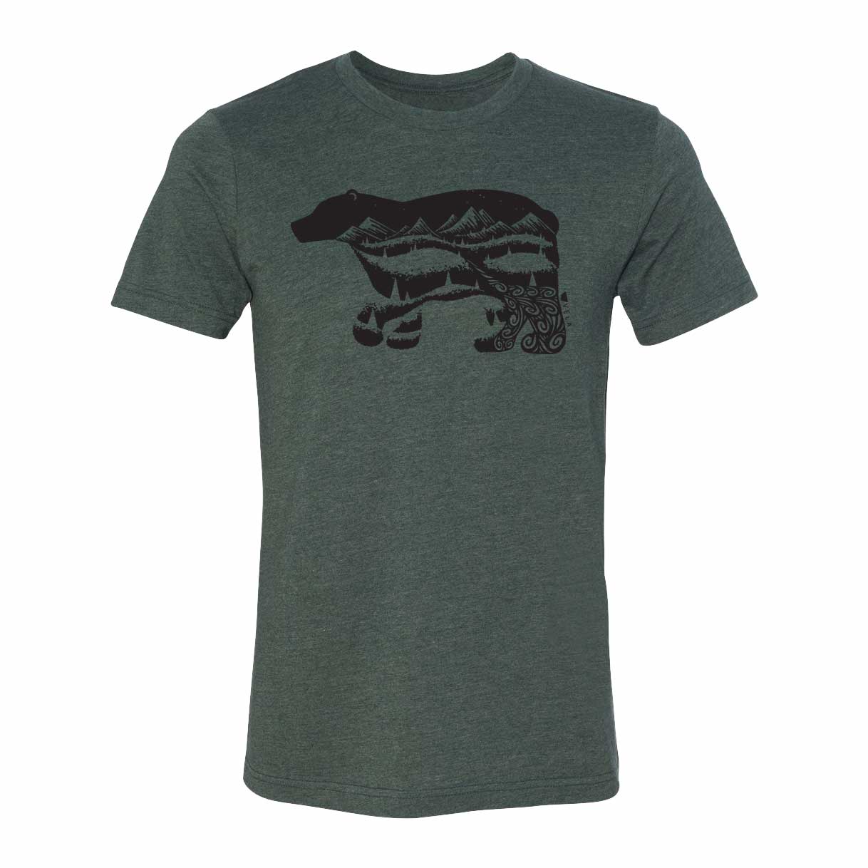 Bear T-shirt | Black & Forest Green - Ketsol
