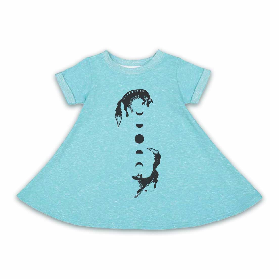 Foxes Toddler Dress | Caribbean Blue - Ketsol