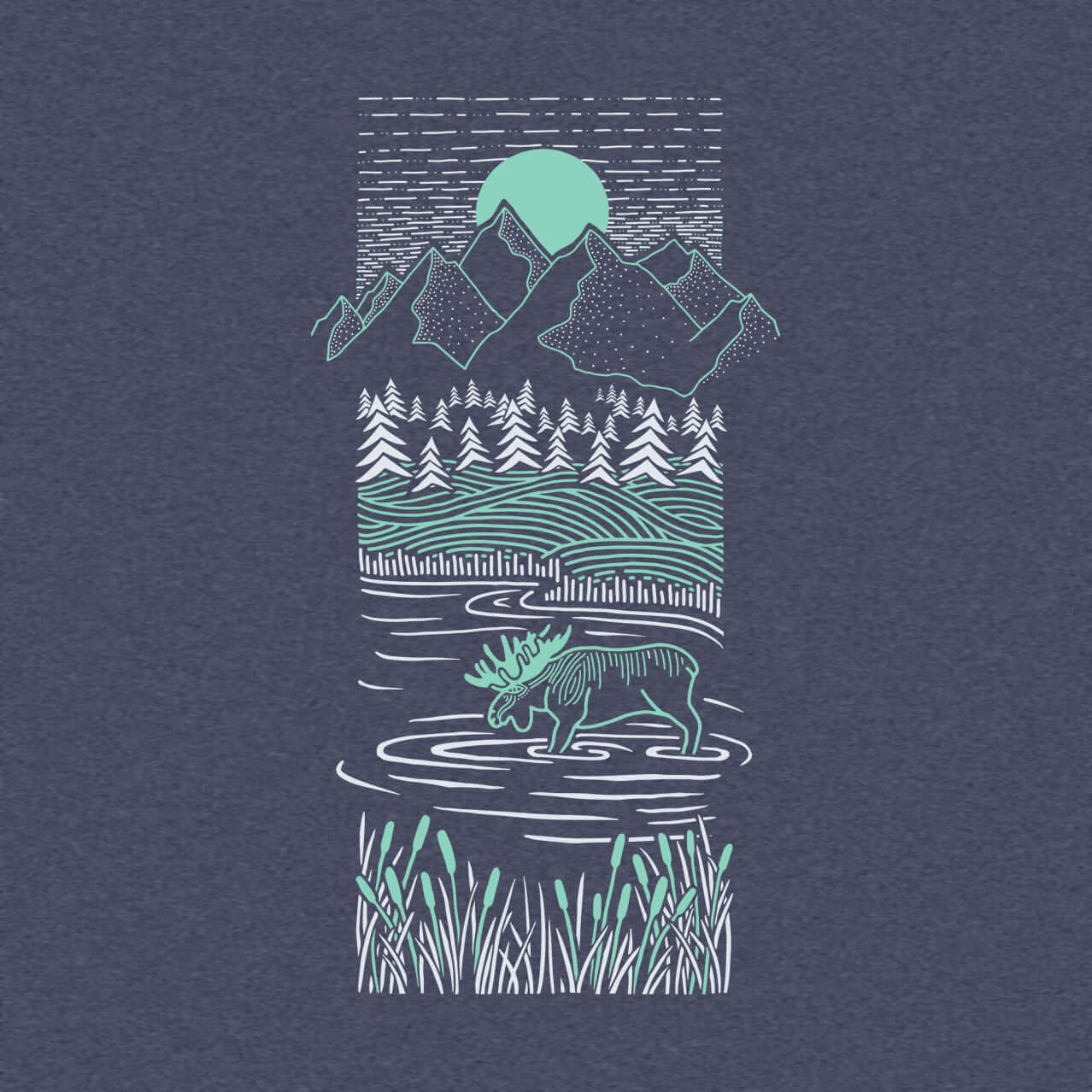 Piney Moose T-shirt | Heather Navy - Ketsol